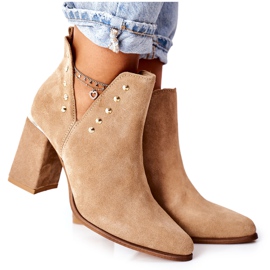 Lewski Shoes Stivaletti Da Donna In Pelle Scamosciata Con Ritagli Lewski Beige Sabbia 3075 marrone