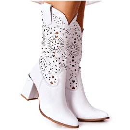 Lewski Shoes Stivali da donna in pelle con tacco bianco Lewski 2923 Pick Me Up
