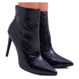 FW1 Stivali Da Donna Con Tacco Alto Laccato Nero Devo