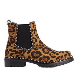 Stivali marroni con motivo leopardato Patty marrone nero
