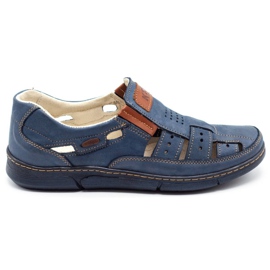 Olivier Scarpe uomo traforate 601 per l'estate blu navy