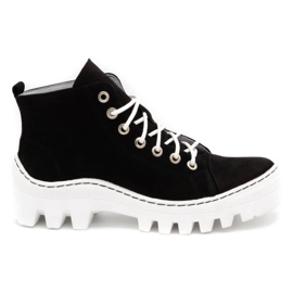 Polbut Stivali da donna in pelle D1 nero con bianco