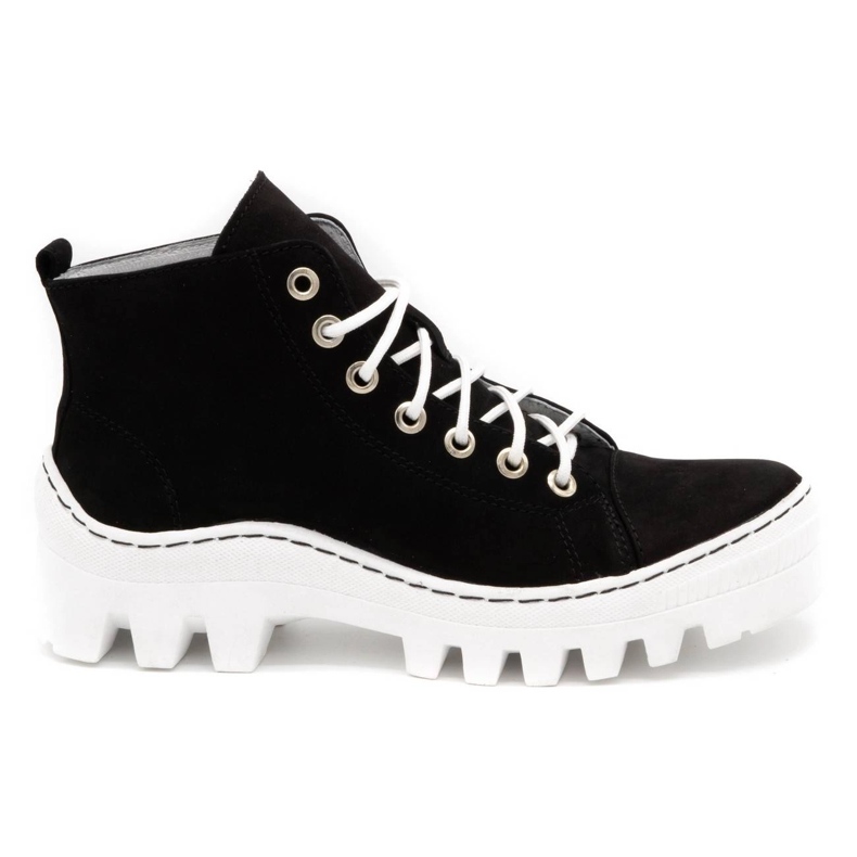 Polbut Stivali da donna in pelle D1 nero con bianco bianca