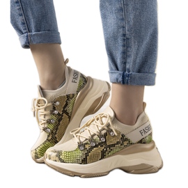 Sneakers beige su suola alta Lissa