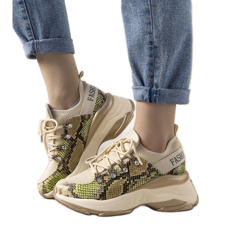 Sneakers beige su suola alta Lissa