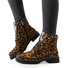 Stivali marroni nella fantasia leopardata Edesa marrone nero