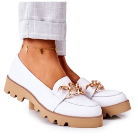 Mocassini in pelle Lewski Shoes 3040 Bianco
