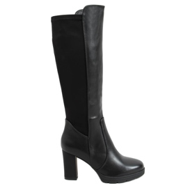 Stivali neri con tacco alto e tomaia flessibile Y8607 Black nero
