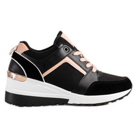 SHELOVET Scarpe da ginnastica con zeppa nero
