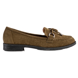 SHELOVET Mocassini Scamosciati Con Fiocco marrone verde