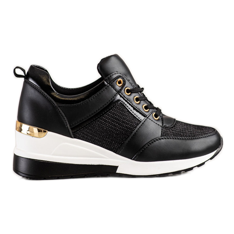 Diamantique Sneakers nere con zeppa nero