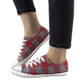 Sneakers da ufficio a quadri rosse rosso grigio