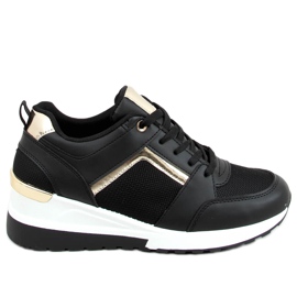 Nero AD-349 Scarpe sportive nere con zeppa