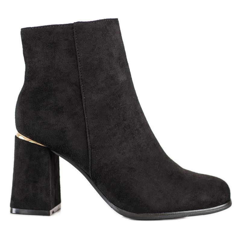 SHELOVET Stivali con tacco alto in camoscio nero