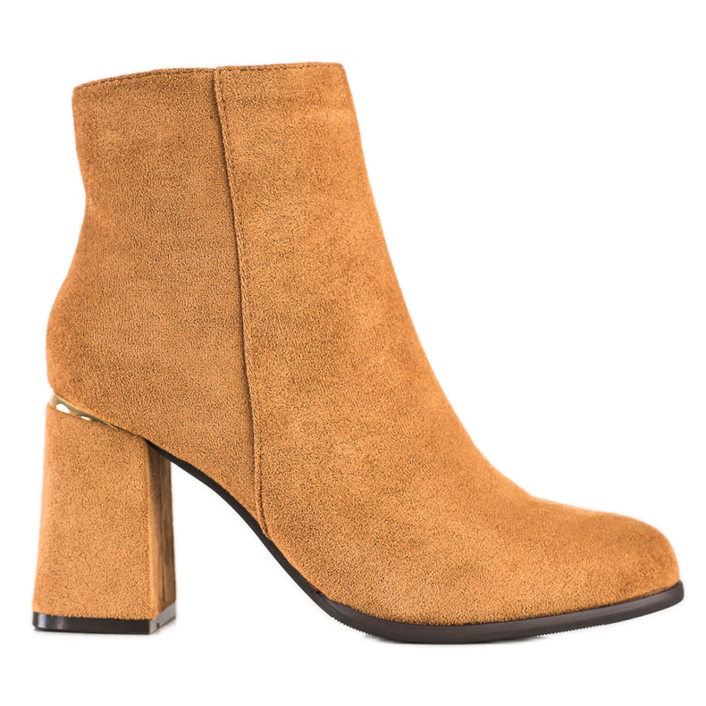 SHELOVET Stivali con tacco alto in camoscio marrone