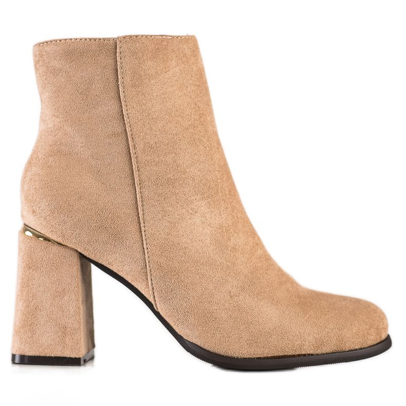 SHELOVET Stivali con tacco alto in camoscio beige