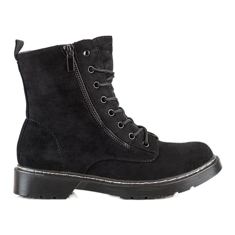 SHELOVET Trappers neri con cerniera decorativa nero