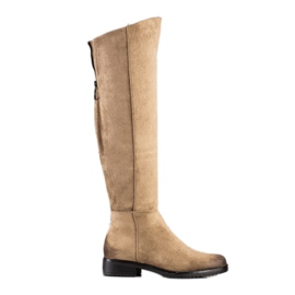 Stivali casual VINCEZA in pelle scamosciata beige