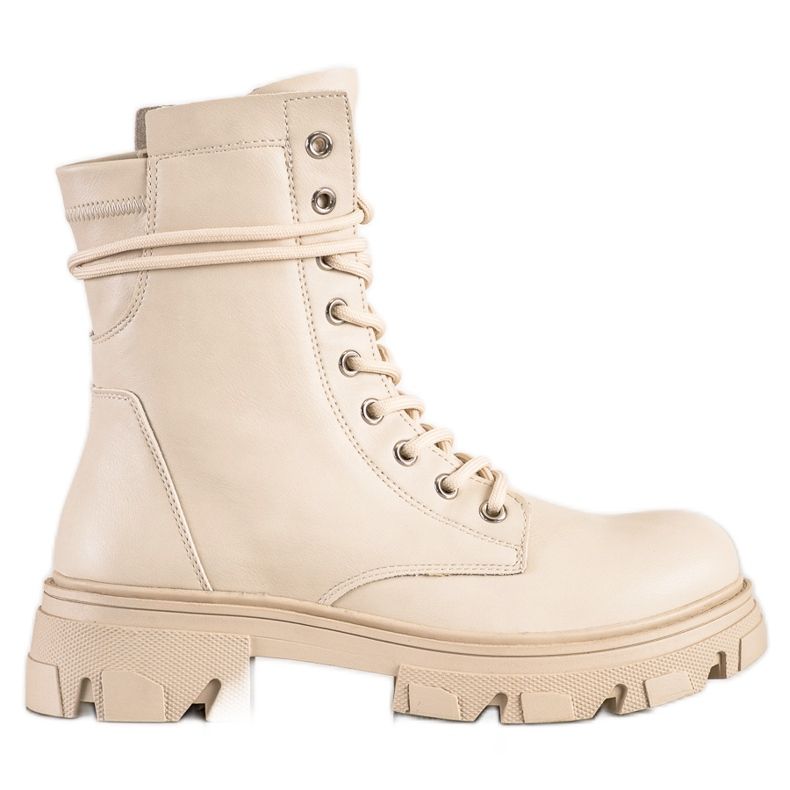 Bestelle Allacciate Con Ecopelle beige