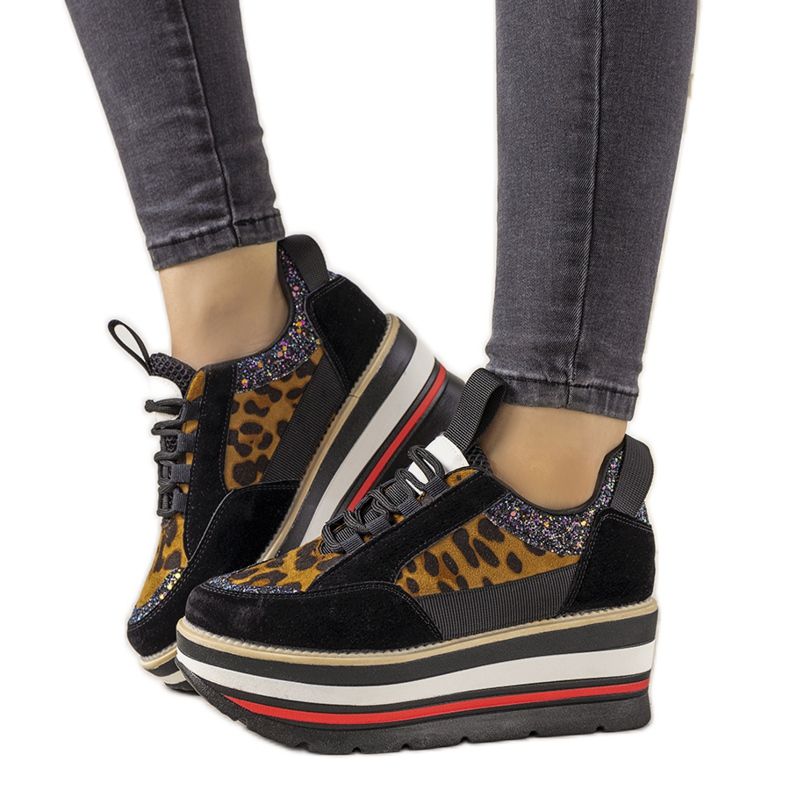 Sneakers nere con suola alta Debbi marrone nero