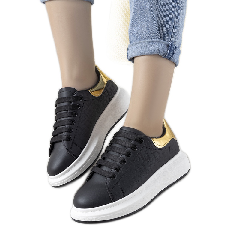 Sneakers nere con fantasie Valeria alla moda nero
