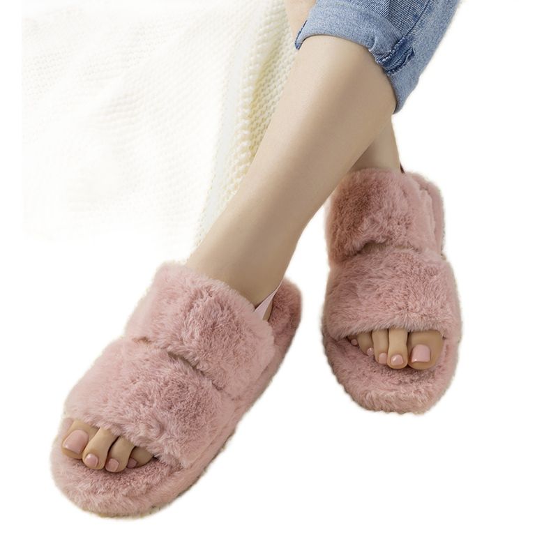 Pantofole da donna rosa con elastico e pelliccia Rosales