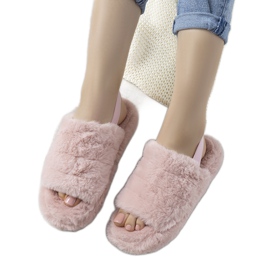 Pantofole da donna rosa con elastico e pelliccia Fierro