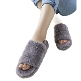Pantofole da donna grigie con elastico e pelliccia Fierro grigio