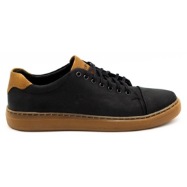 Polbut Scarpe da uomo in pelle 2109 nere con marrone nero