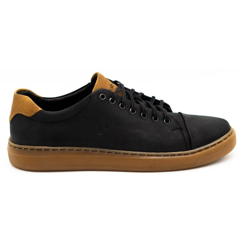Polbut Scarpe da uomo in pelle 2109 nere con marrone nero