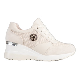 SHELOVET Sneakers con zeppa leggera beige