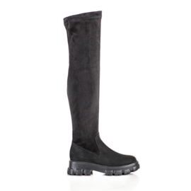 SHELOVET Stivali con plateau in pelle scamosciata nero