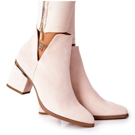 PS1 Stivali Da Donna In Pelle Scamosciata Con Ritagli Beige Noel