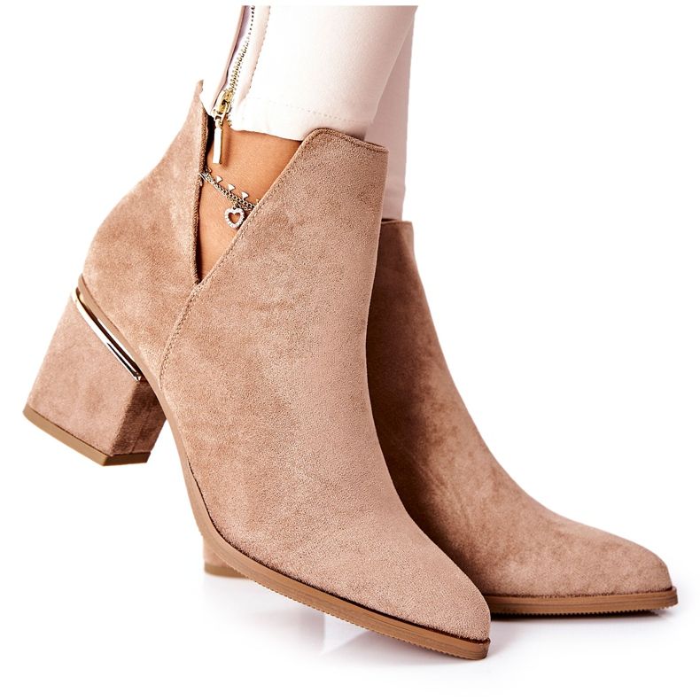 PS1 Stivaletti da donna in pelle scamosciata con intagli Khaki Noel cachi