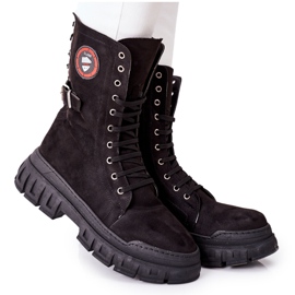 NAVY DOT Stivali da donna Trappers Workers Black Monope nero