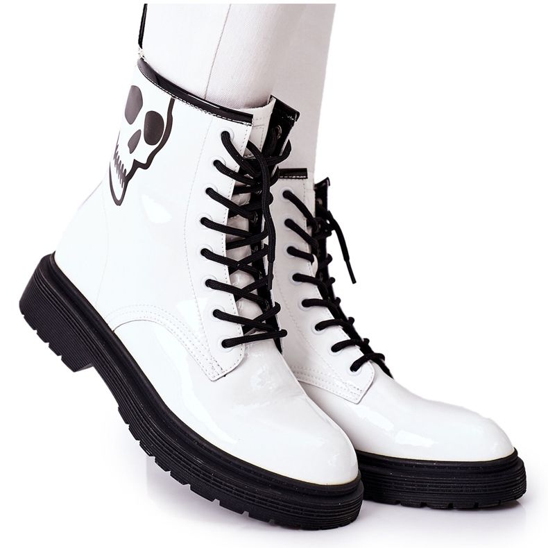 Stivali da donna con teschio GOE II2N4048 Bianco bianca