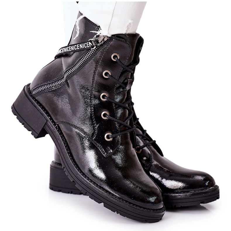 Vinceza Stivali Donna Laccati Nero Goorey