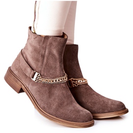 Stivali in pelle da donna Nicole Brown Dome marrone