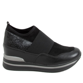 Nero RQ302 Scarpe sportive nere con zeppa