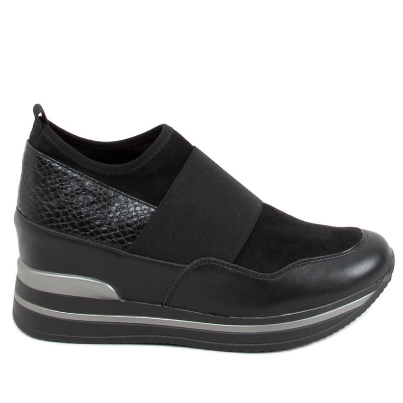 Nero RQ302 Scarpe sportive nere con zeppa