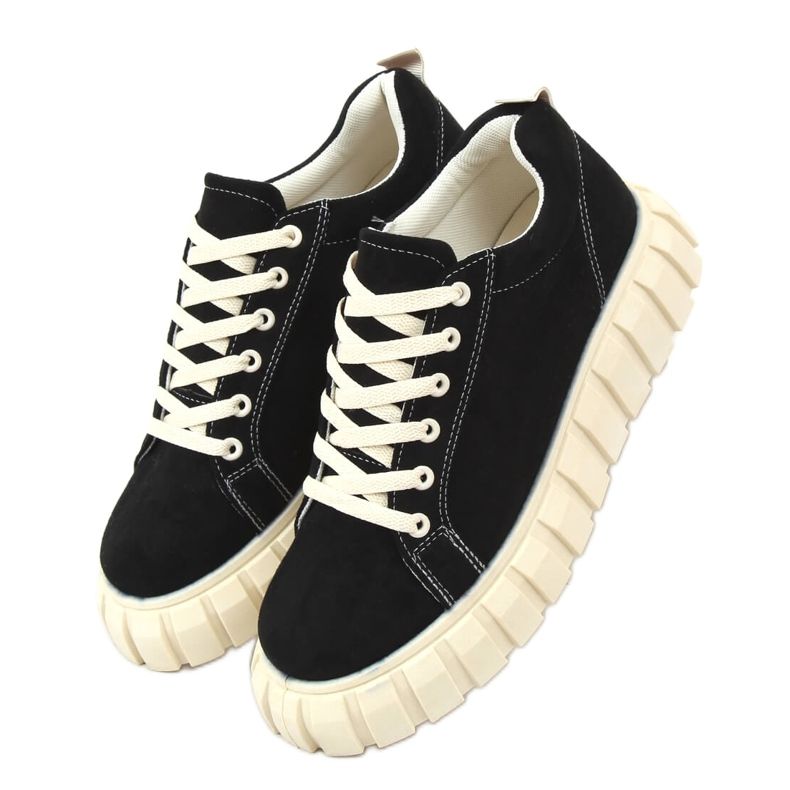 Sneakers nere con suola spessa 85-737 Black nero