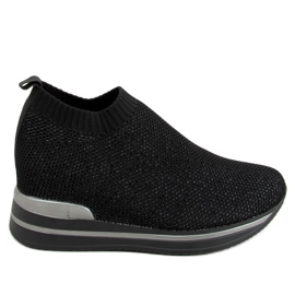 Nero RQ316 Scarpe sportive nere con zeppa