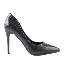 Stiletto in pelle di coccodrillo nero ebano