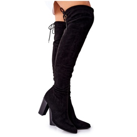 Vinceza Stivali Donna Con Tacco Camoscio Nero Monleek