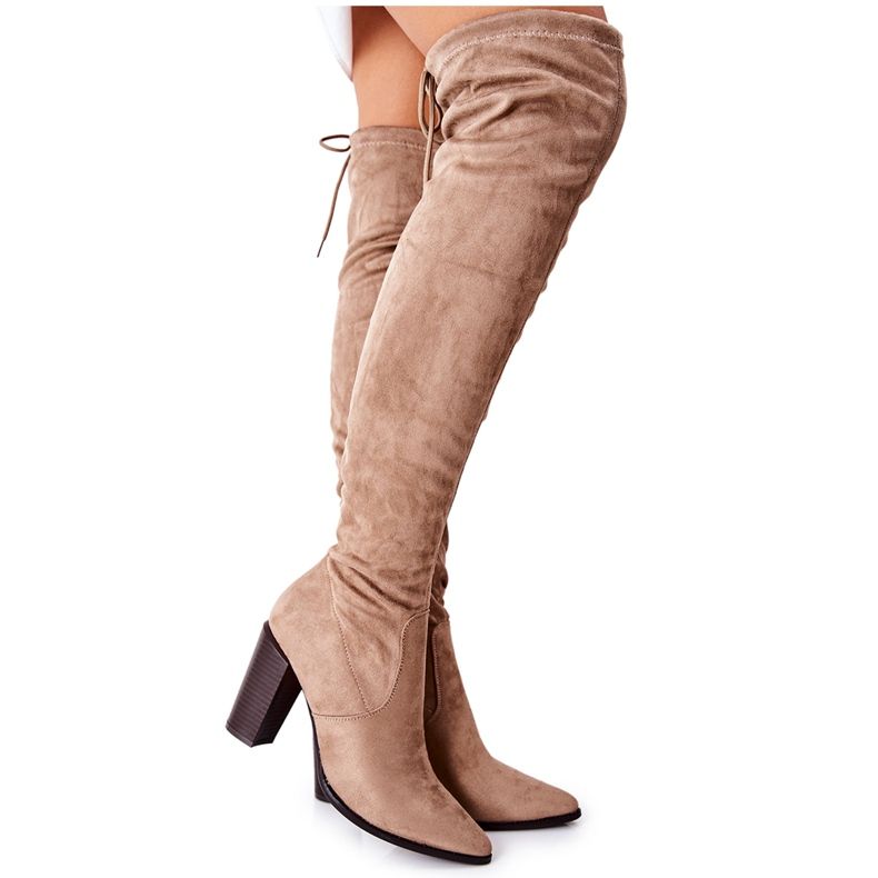 Vinceza Stivali Donna Con Tacco Camoscio Beige Monleek