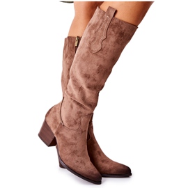 Vinceza Stivali Donna Con Tacco Alto Camoscio Beige Sillogue