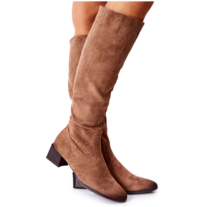 Vinceza Stivali Donna Con Tacco Alto Camoscio Beige Bolea