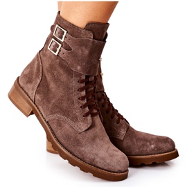 Stivali da donna in pelle velour Nicole 2682 Marrone