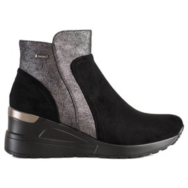 Stivali alla moda sulla zeppa VINCEZA nero argento grigio