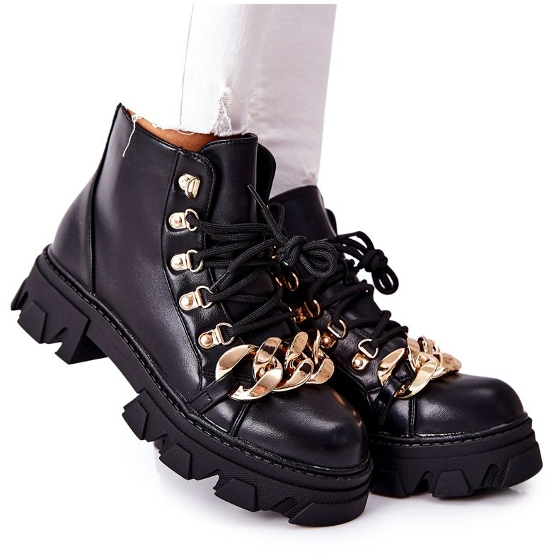 PS1 Stivaletti Warm Trapper da donna con catena Nero Labri